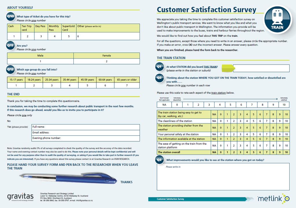 Appendix Three: Questionnaires Greater Wellington Regional Council