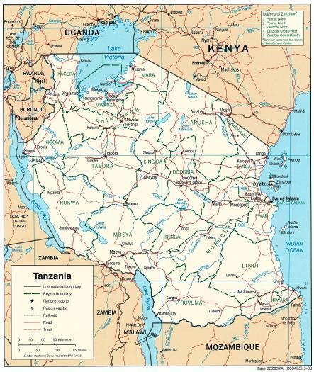 TANZANIA BACKGROUND Tanzania is bordered to the north by Kenya, to the East by the Indian Ocean, to the west by the Democratic Republic of Congo, Rwanda and Burundi, and to the south by Zambia and