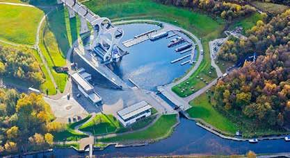 The project saw the Wheel, which links the Forth & Clyde Canal to the Union Canal 35m (115ft) above, refurbished inside and out, with the existing visitor centre, trip boats, conference rooms and