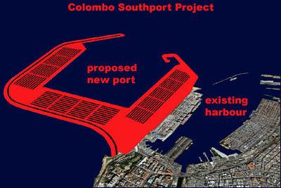 clearance of 18 metres each. The westernmost terminal could at a later stage be extended by another 1,200 metres. The U- shaped port would be accessed through a new 570-metre-wide approach channel.