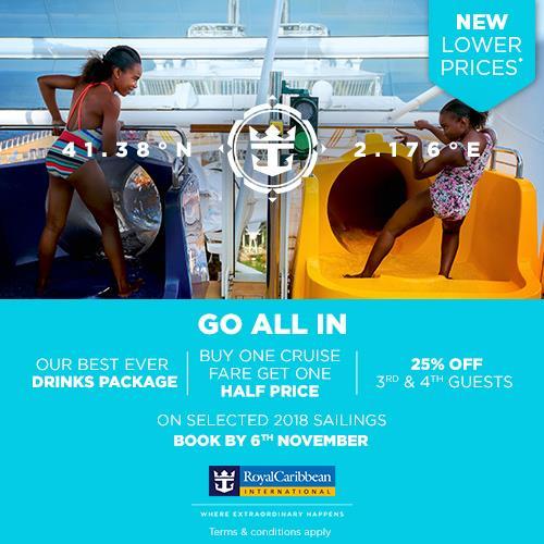 September/October Campaign Buy One Cruise Fare, Get One Half Price Our Best Ever Drinks