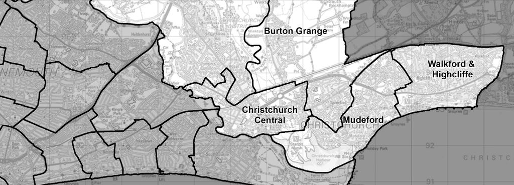 As discussed in paragraph 38, we differ from the Joint Committee s approach by including Wood Farm, which lies in Hurn parish, in the pattern of wards for the Christchurch area.