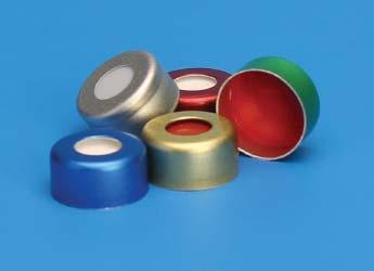 Snap Ring /Crimp Top Vials, 12x32mm, 11mm Crimp Finish Closures Aluminum Seals, Lined Made of the highest quality aluminum; for use with standard 11mm chromatography vials.