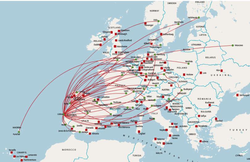 5 SHORT-DISTANCE MODEL Figure 5.1 TAP Air Portugal: routes within Europe (source: Airline Route Maps, 2017) As it is possible to observe from Table 5.1 and Figure 5.