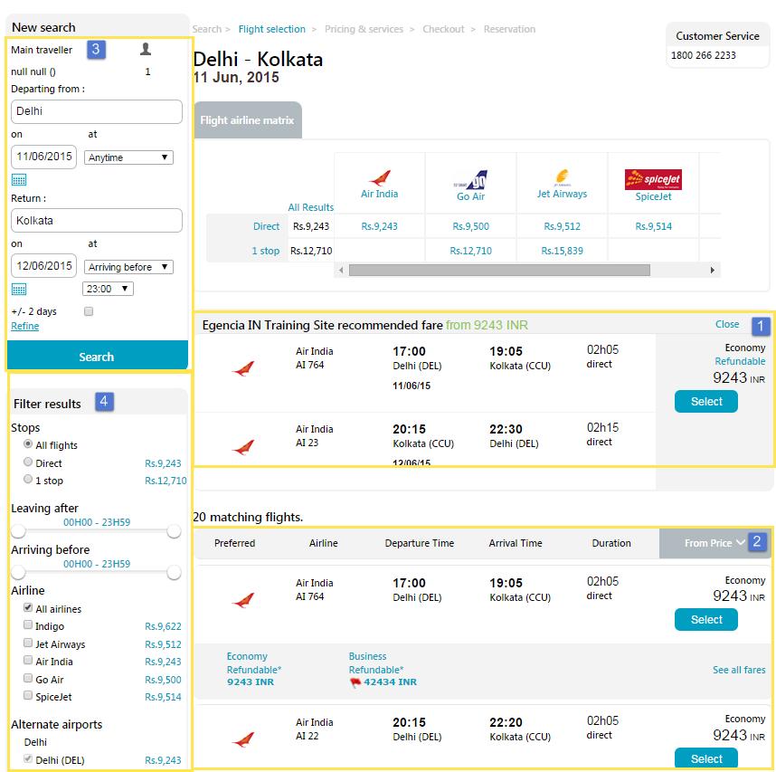 Outbound Flight 1. The lowest recommended return fare for both outbound and inbound flights is displayed based on your search criteria and company policy at the top of the results page. 2.