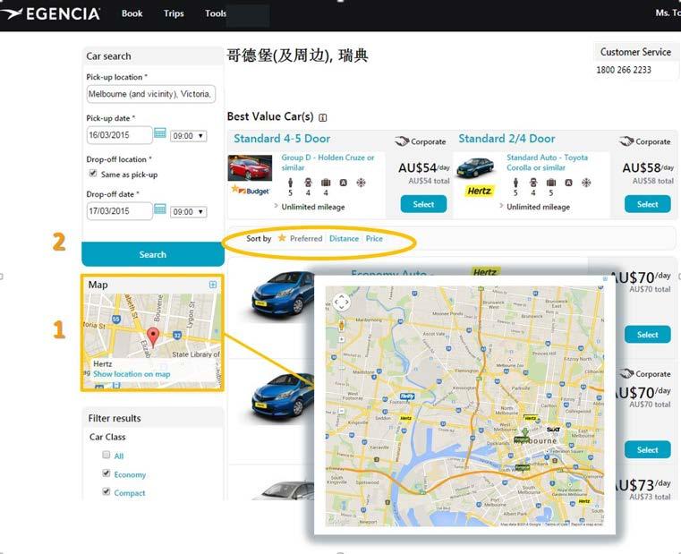 You can modify your search criteria : location, dates, hours. You have options to filter the search criteria from Car class to rental companies.