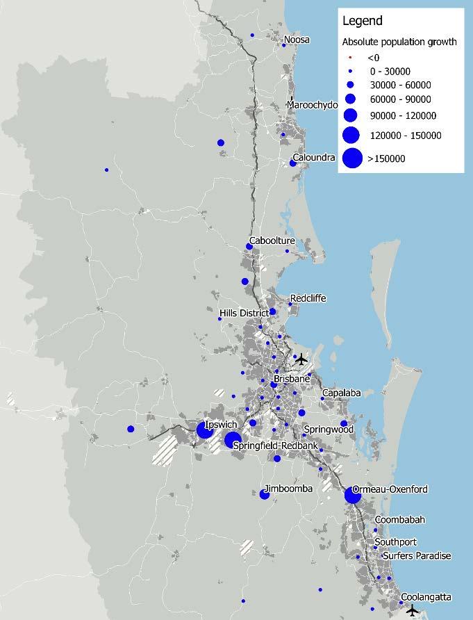 4.1.3 Brisbane While other major cities typically have a central CBD and are more contained in nature, Brisbane and SEQ comprise a series of broad and diverse areas effectively operating as a single
