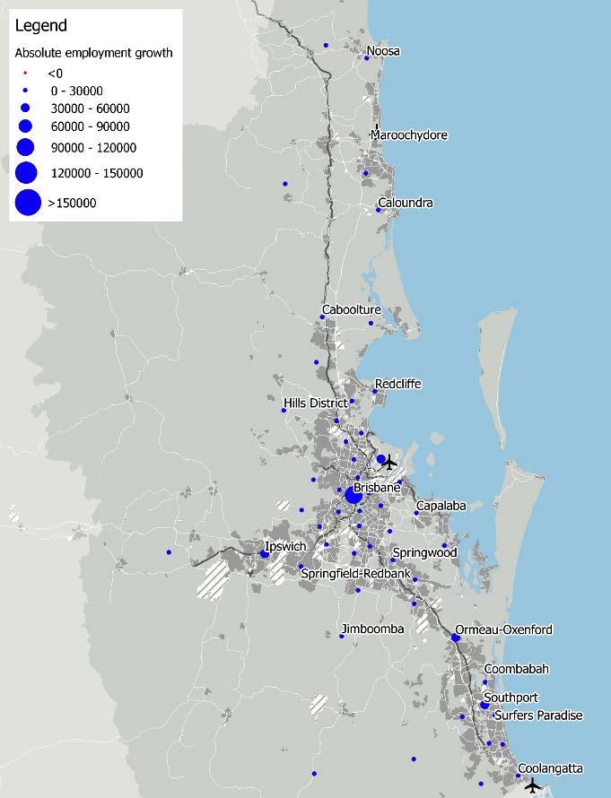 7 Figure 9 shows the absolute growth in Brisbane and SEQ with: Strong population to the south and west of the region. By 2031 Ipswich and Logan are forecast to be the most populous regions.