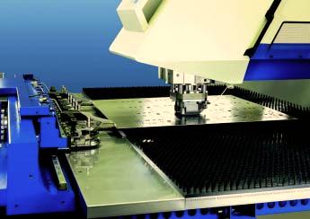 die digital drive technology programmable, hydraulic clamping down of the sheet standard equipment with brush tables.