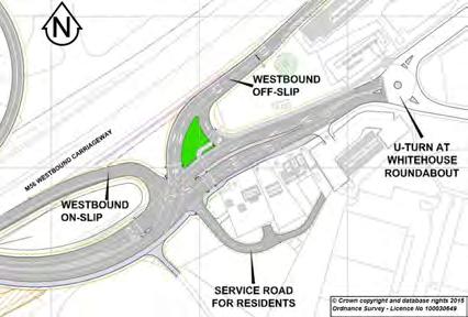to the Whitehouse roundabout (the impact of the alternative layouts on Rossbottom Farm would be the same as for the original south roundabout).