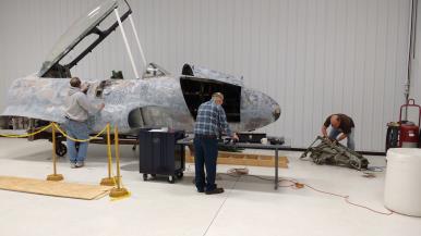 T-33 Nose Section Work Party Work resumed on the T-33 Nose Section on Tuesday, November 14, 2017 with Ralph Cowin, Randy Krentz, Dave Rudd and Al Schafer.