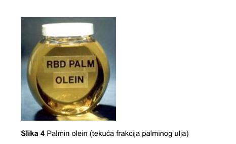 2. Teorijski dio Palmin olein Palmino ulje, polukrutina na sobnoj temperaturi (25-30 C), može se frakcionirati na tekuću frakciju (olein) i na krutiju frakciju (stearin).