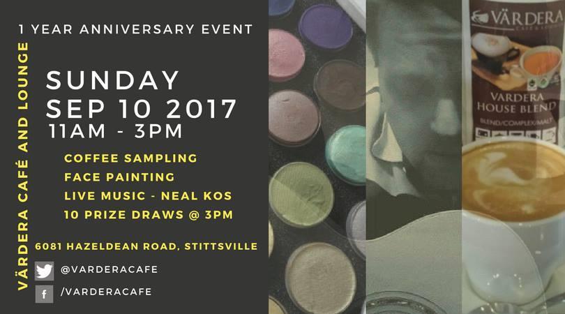 Stittsville s very own Värdera Café and Lounge officially turns 1-years-old this Sunday, September 10 th!