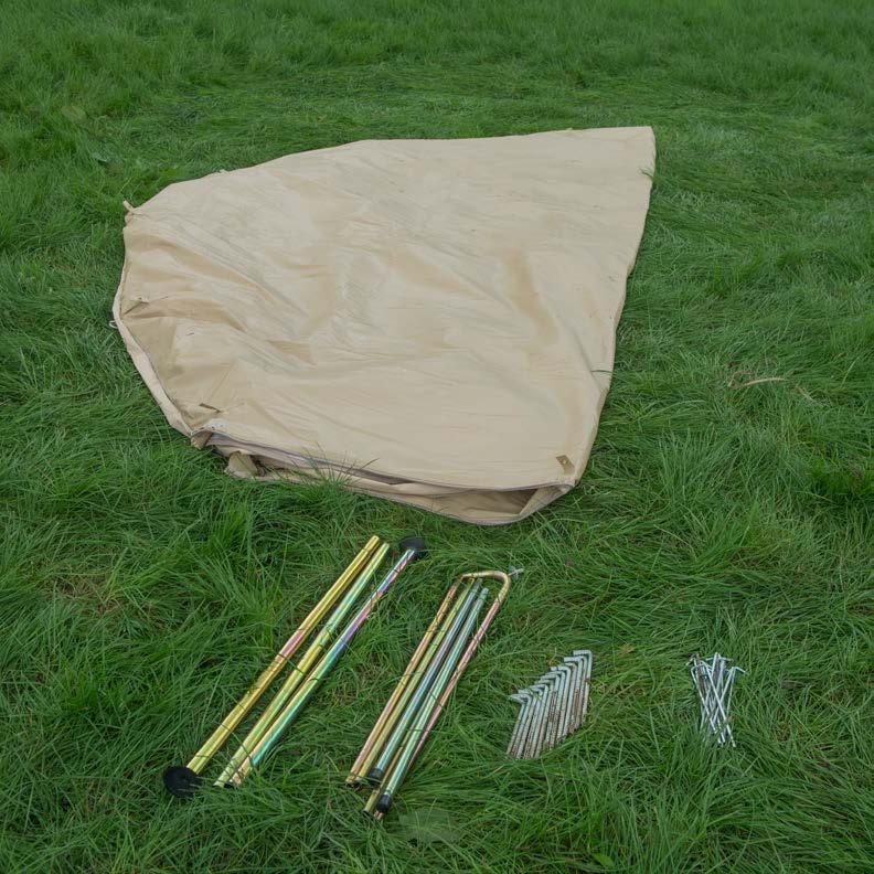 1 How to pack up your bell tent Take all the poles and pegs out of the tent whilst keeping the canvas off the grass - this helps keep your tent clean and grass stain free.