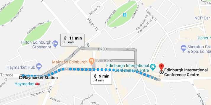 ARRIVING BY RAIL Edinburgh has two railway stations which are suitable for the EICC. Edinburgh Waverley is the main station for the city but is 1.3 miles from the EICC.