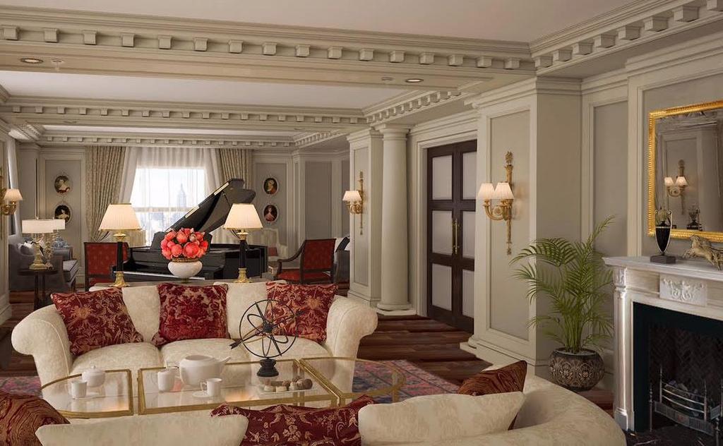 The Barclay Presidential Suite is exquisitely designed with historic accents and beautifully furnished, the spacious