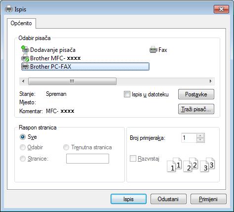 Upotreba značajke faksiranja putem računala (modeli MFC) Slanje faksova putem računala 7 Datoteku izrađenu u bilo kojoj aplikaciji na računalu možete poslati kao standardni faks.