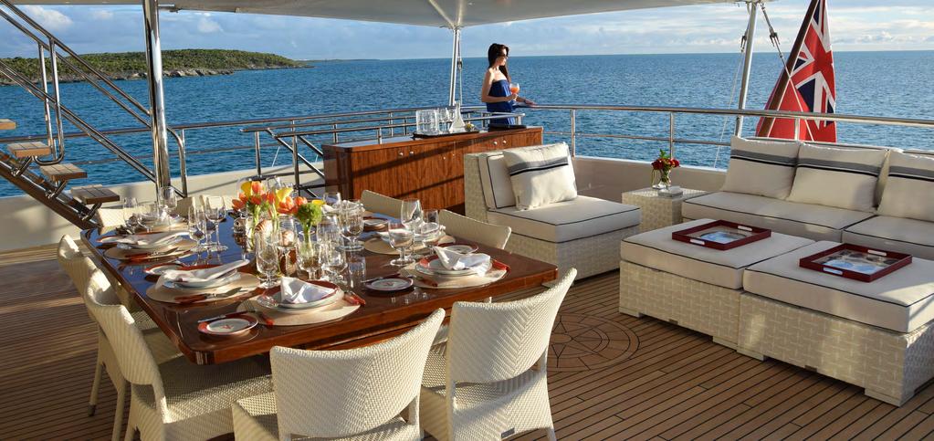 SKY LOUNGE DECK The yacht s talented private chef creates superb custom menus to suit your desires.