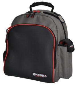Padded central compartment fits laptop. 50 pockets and holders including fold out panels for easy tool access.