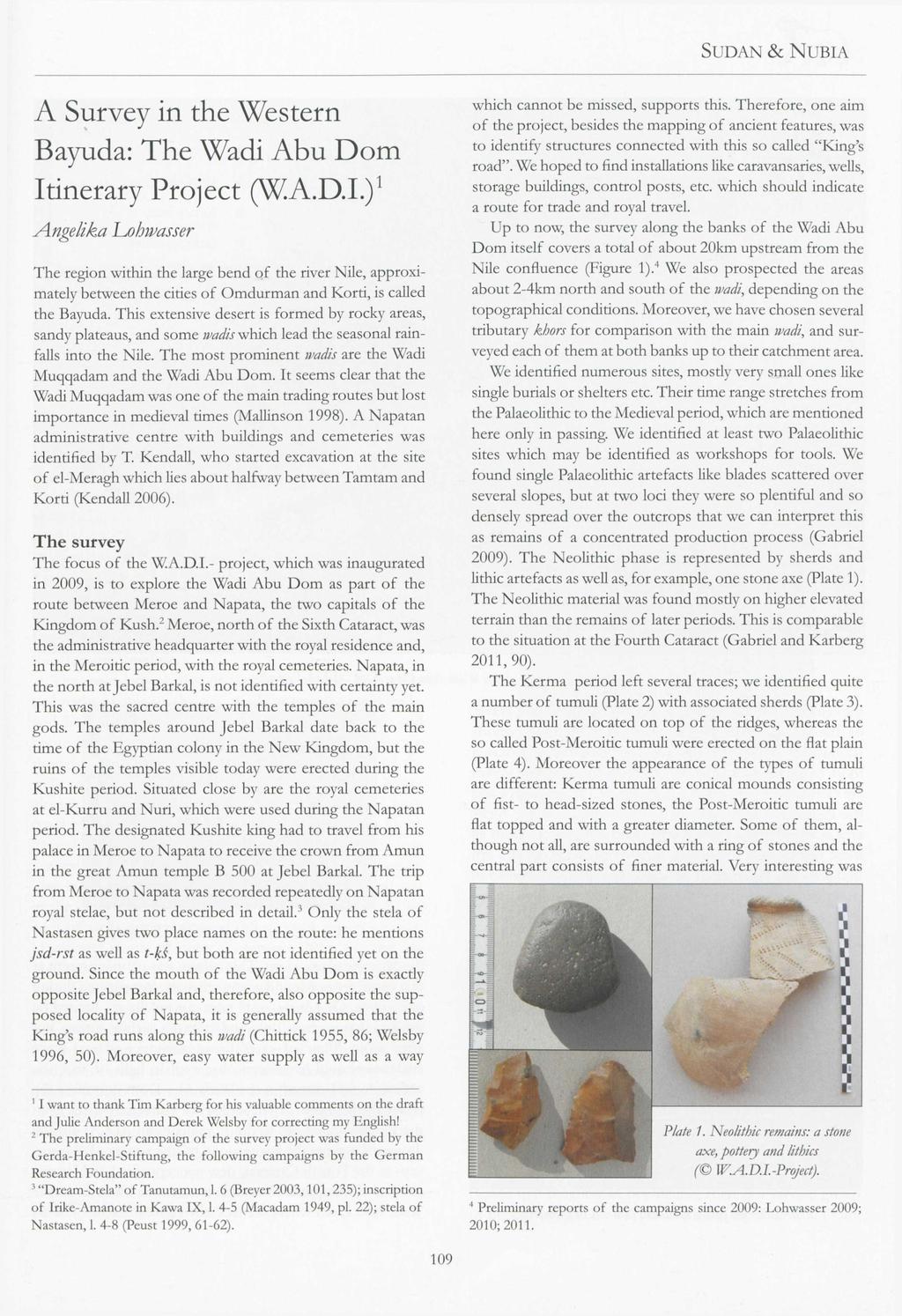 Originalveröffentlichung in: Sudan & Nubia 16, 2012, S. 109-117 SUDA
