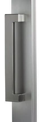 ICON SLIDING DOOR HANDLE This powerful square-form handle offers a firm, comfortable grip and is ideal for larger sliding panels. It is fixed to the door on both the interior and exterior.