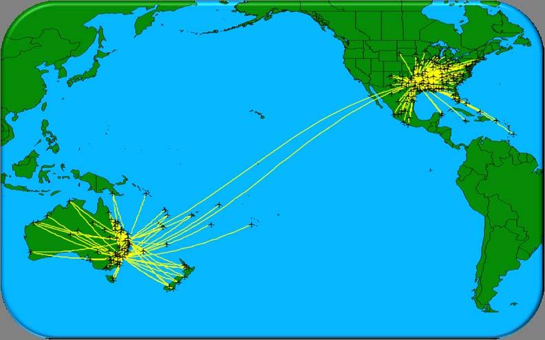 Air Service Development The new route served by Qantas offers passengers 139 connections beyond DFW and 105