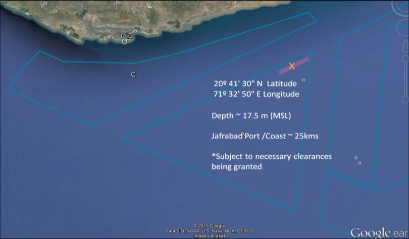 Location of the offshore structure at Gujarat