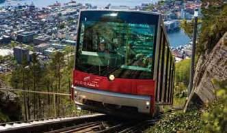 The route will include flying past Fløibanen funicular, which