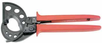 (Allows removal of the cable before completion of cut). Precision ratcheting mechanism holds cable tight and allows rapid, straight cuts with minimum effort.