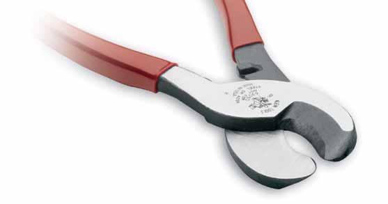 Cable Cutters Features: Custom, US-made tool steel. Beveled jaw tips provide proper mating and shearing action, which protects leading jaw edges.