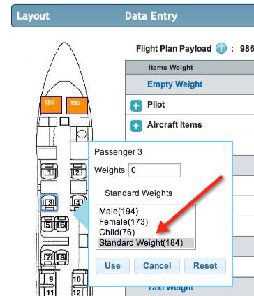 make for a flight are Passengers and Cargo (Fuel load and Enroute burn have been carried into the Data Entry from the flight planning