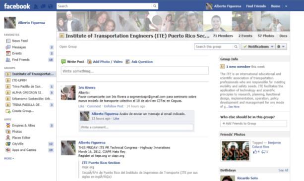 org), a Facebook group (ITE Puerto Rico Section), and a newsletter titled Transportación Al Día. One newsletter edition was published in 2011.