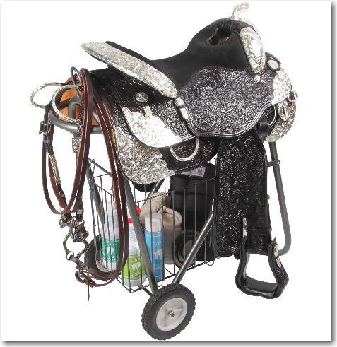 The saddle caddy wheeler is made of 1 galvanized steel tubing and has 8 hard rubber