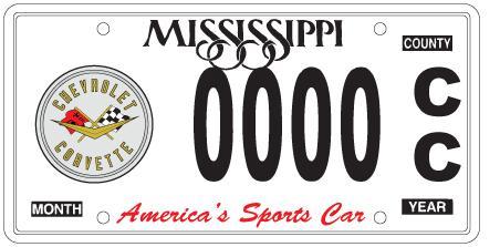 Pre-order your Mississippi Corvette Car Tag! There must be 300 tags pre-sold before the tags will be printed.
