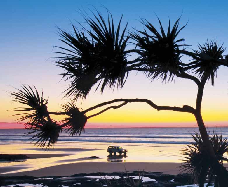 getaways Cross the Great Sandy Strait from the mainland to discover a place of exceptional beauty; Fraser Island boasts a unique natural environment and an abundance of rare animal species 75 MILE