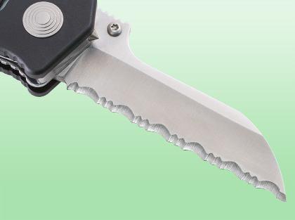 Fully Serrated blades could be considered a "semi-saw," providing a more aggressive cutting surface and the cuts produced are more "unrefined.