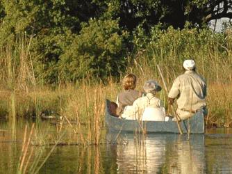 In Camp Okavango, expect GAME DRIVES from this water-based camp in mokoros (canoes) and on foot on the larger islands accompanied by