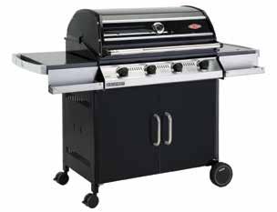 MOBILE DISCOVERY 1000R BD47642 roasting hood with window and Porcelain coated cast iron cooktop with wire chrome warming rack and side burner.
