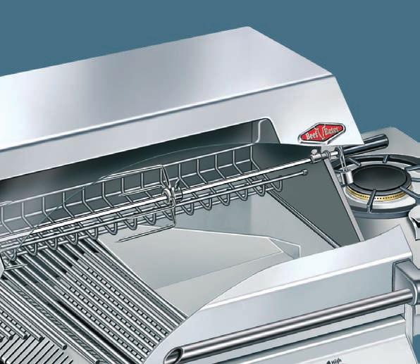 Integrated Convection Roasting Hood In porcelain enamel or stainless steel.
