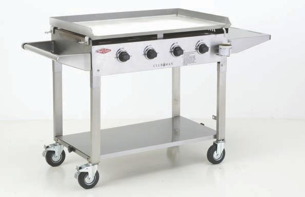 Strong quality stainless steel side shelves and side burner with stainless steel lid.