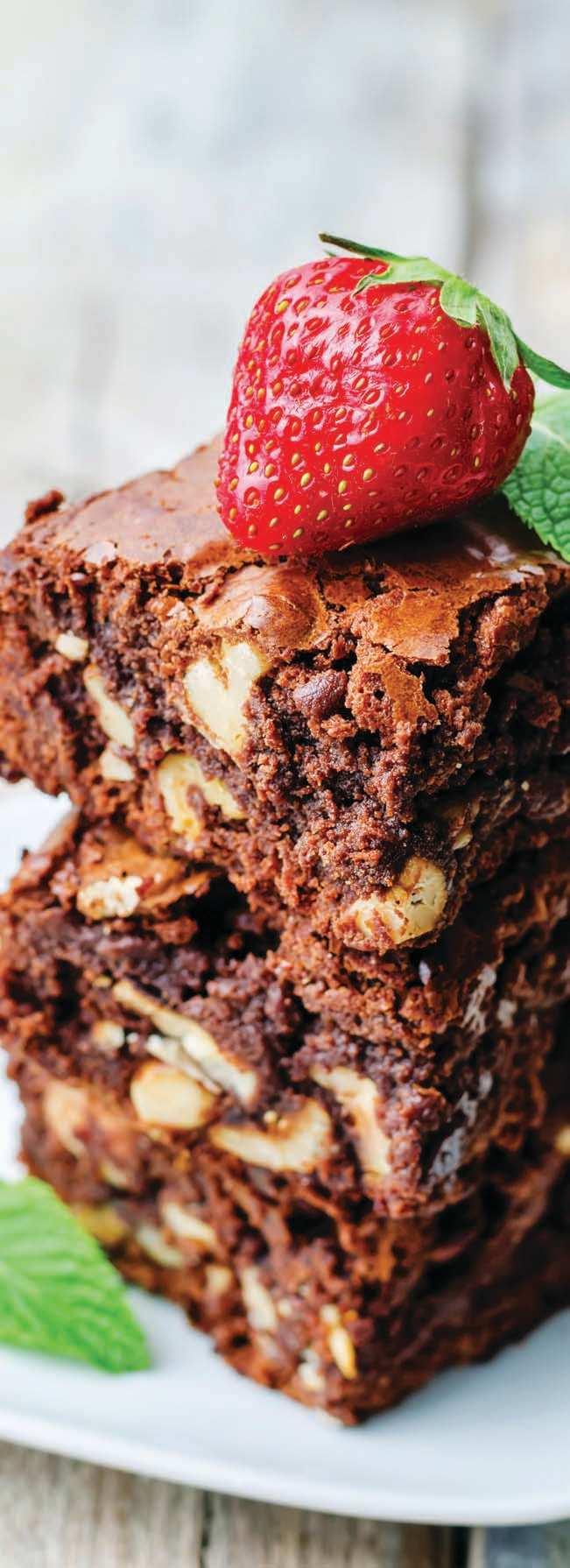 Chocolate and macadamia nut brownies Serves 6 Ingredients 125 grams unsalted butter 100 grams dark chocolate 220 grams caster sugar ½ cup (125ml) hot water 3 teaspoons espresso coffee 40 grams cocoa