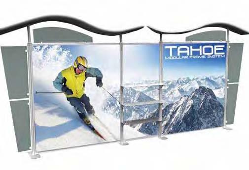 Product Code: TMD-D Graphic Material: Fabric (1) Modular display frame (2) Top acrylic horizontal frosted plex (1) Top acrylic