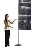 ZEPHYR The Zephyr Outdoor Banner Stand supports 2' x 5' to 3' x 6' banners with grommets.
