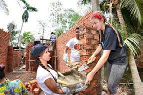 Breaking into groups, there will be a variety of tasks to undertake each day of the project from cutting bamboo scaffolding, assembling frames, bricklaying, hammering, sawing and transporting of