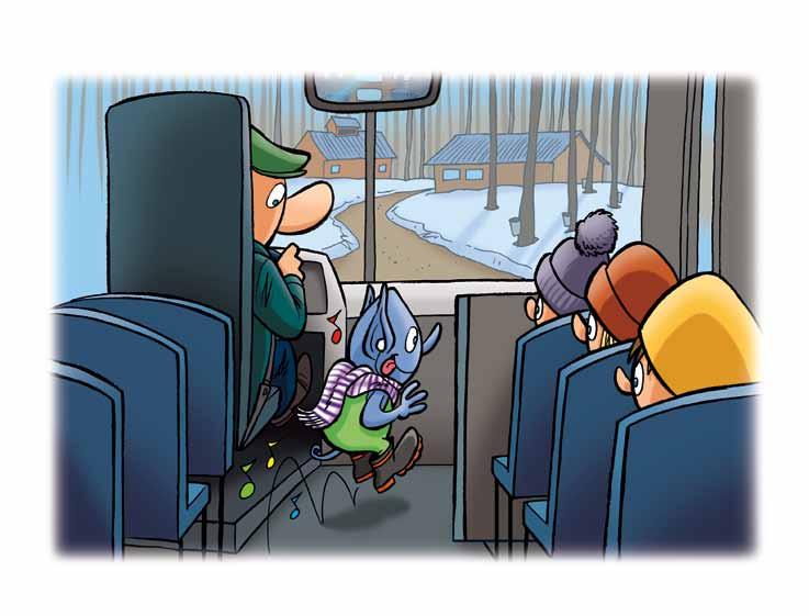 Once seated, Bloop puts on his earphones to listen to music and keep himself entertained during the long trip.
