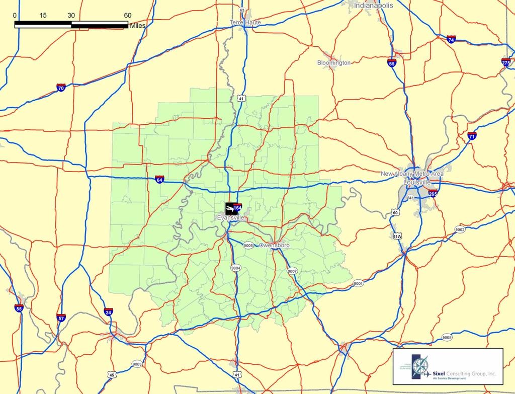 Executive Summary The Evansville Regional Airport is an essential connecting point to the national air transportation for a large area of the Midwest, including parts of Indiana, Kentucky, and