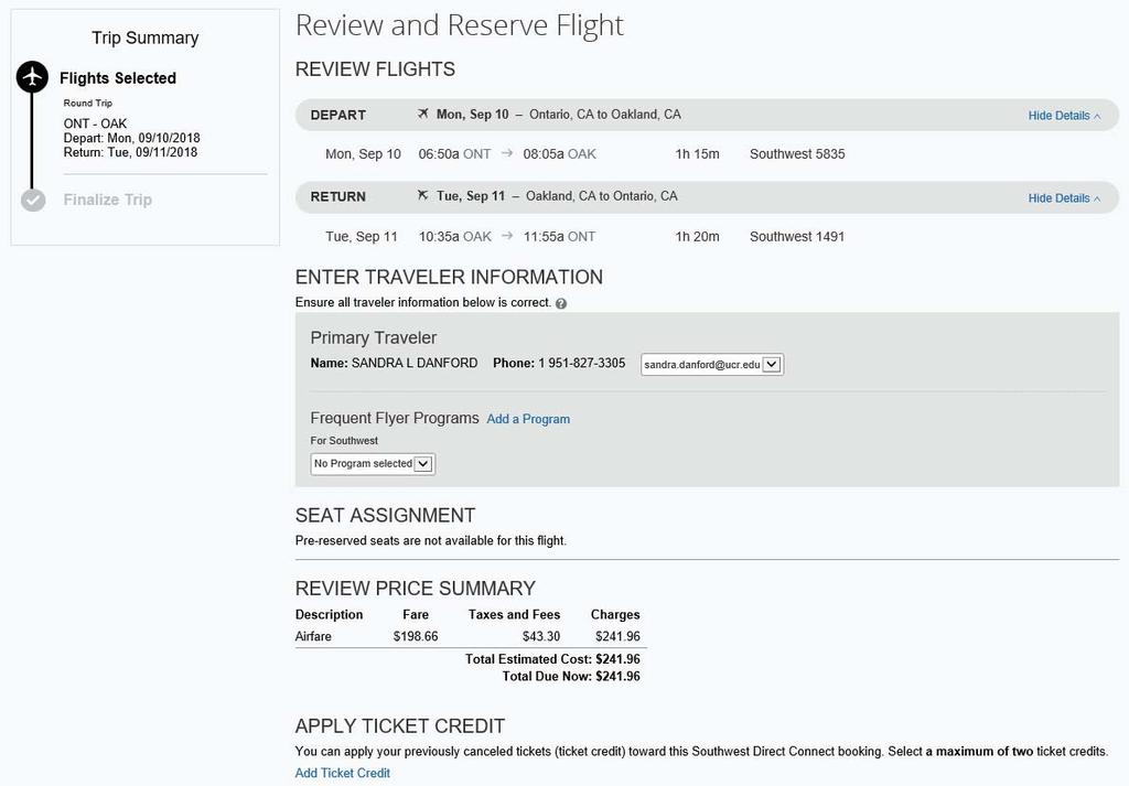 Traveler can review and reserve the flight Traveler name verification # 2 How the name
