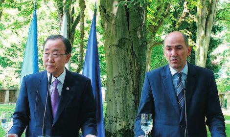 United Nations Secretary General Ban Ki-Moon arrived to Slovenia Thursday, July 19 evening, starting his tour of the Balkan region.
