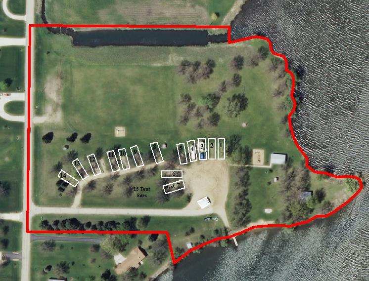 Seven Mile Lake Park Size: 10+ acres Site Description: Seven Mile Lake Park is located on the west side of Fulda First Lake and is adjacent to South Lafayette Avenue (within the City of Fulda s