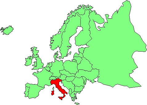 Italy (Italia in Italian) is located in southern Europe.
